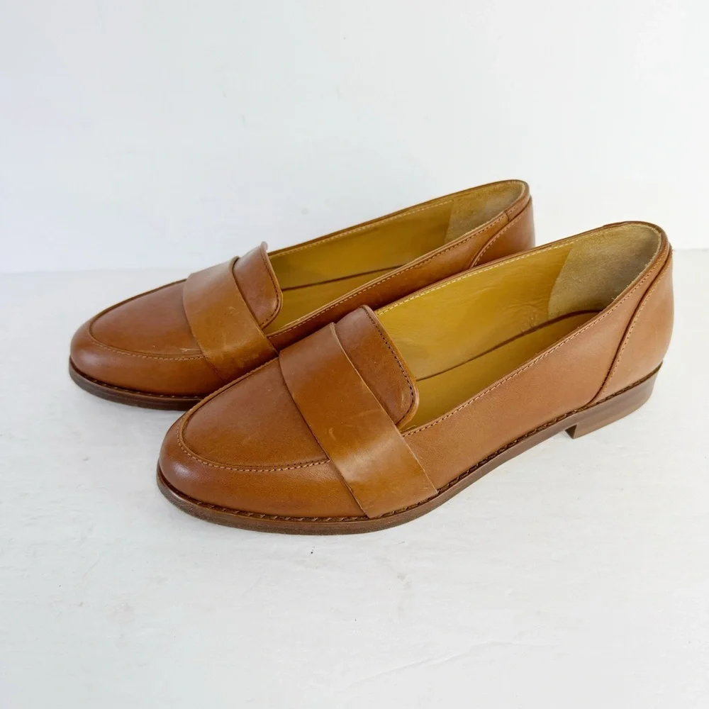 Sézane Shoes MICHEL LOAFERS Cognac Leather Minimalist Sz US6.5 - Picture 4 of 14